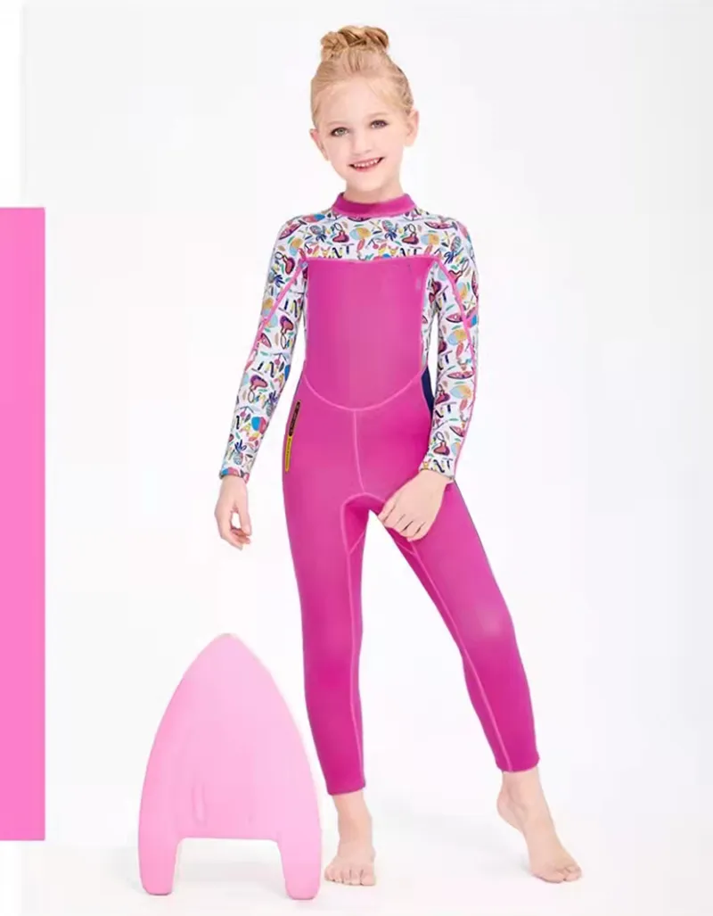 Muta per bambina, costume da bagno completo, manica lunga, nuoto, immersioni, surf