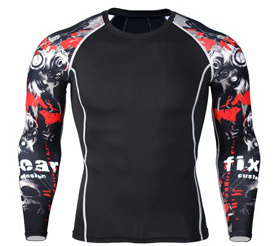 High Quality Sublimation Long Sleeve Compression Shirt Rashguards Rash Guard for MMA Workout Gym T Shirts