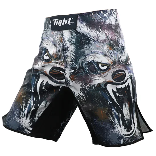 Vendita all'ingrosso personalizzata per uomo con sublimazione delle fessure stampata No Gi Bjj Fight MMA Grappling Shorts